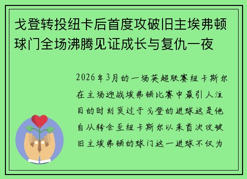 戈登转投纽卡后首度攻破旧主埃弗顿球门全场沸腾见证成长与复仇一夜